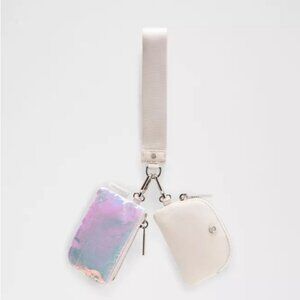 Dual Pouch Wristlet     Iridescent Bone